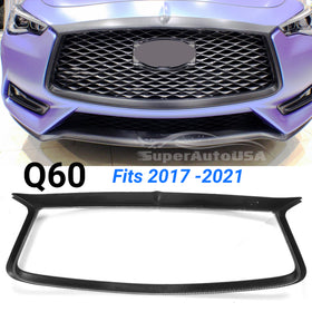 Fits 2017-2021 INFINITI Q60 Front Grille Grill Outline Cover (Carbon Fiber Print)