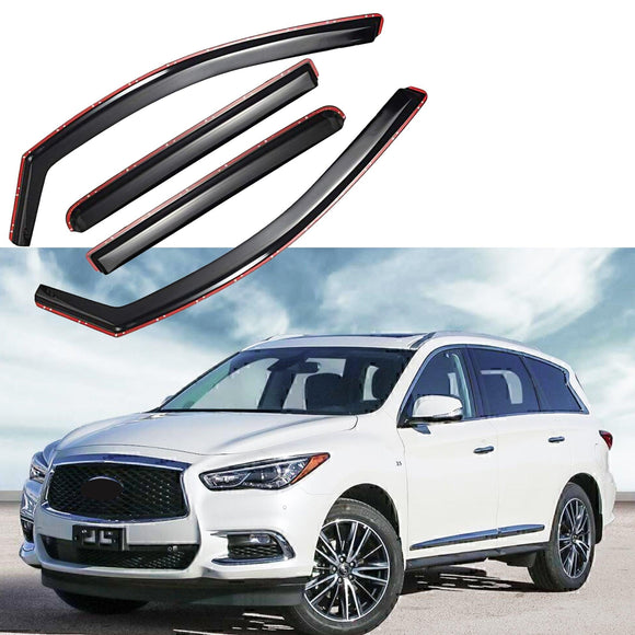 Fit 2013-2021 Infiniti QX60 JX35 In-Channel Vent Window Visors Rain Sun Wind Guards Shade Deflectors