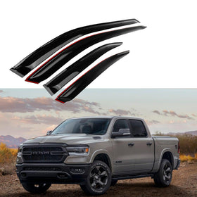 Fit 2019-2024 Ram 1500 OE Style Vent Window Visors Rain Sun Wind Guards Shade Deflectors