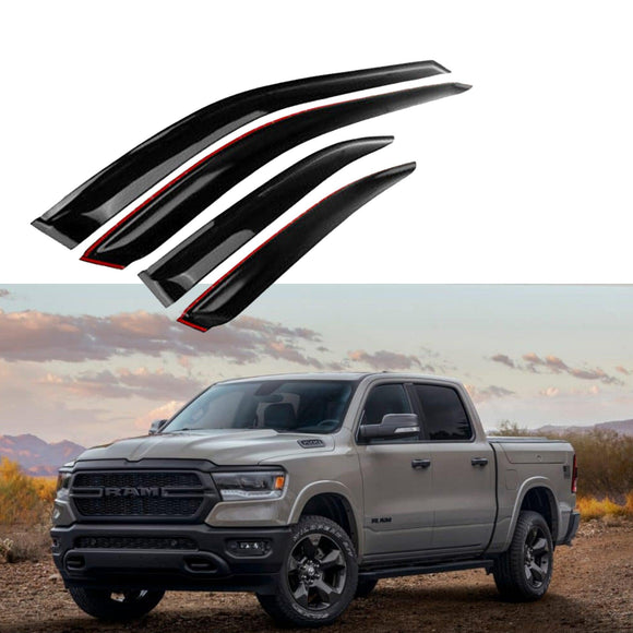 Fit 2019-2024 Ram 1500 OE Style Vent Window Visors Rain Sun Wind Guards Shade Deflectors