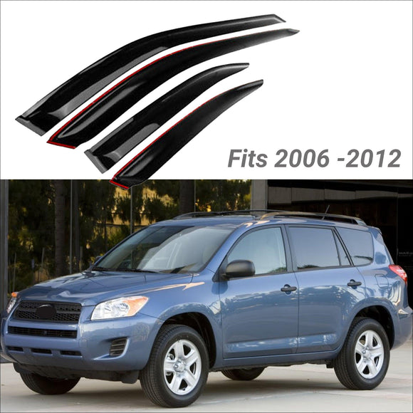 Fit 2006-2012 TOYOTA RAV4 Out-Channel Vent Window Visors Rain Sun Wind Guards Shade Deflectors