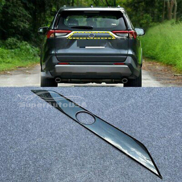 Fits 2019-2021 Toyota RAV4 Rear Door Trunk Lid Decoration Latch Cover Molding Trim (Carbon Fiber Print)