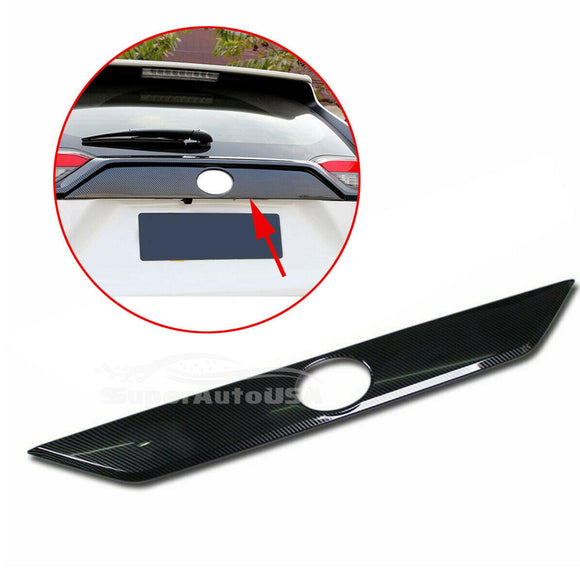 Fits 2019-2021 Toyota RAV4 Rear Door Trunk Lid Decoration Latch Cover Molding Trim (Carbon Fiber Print)