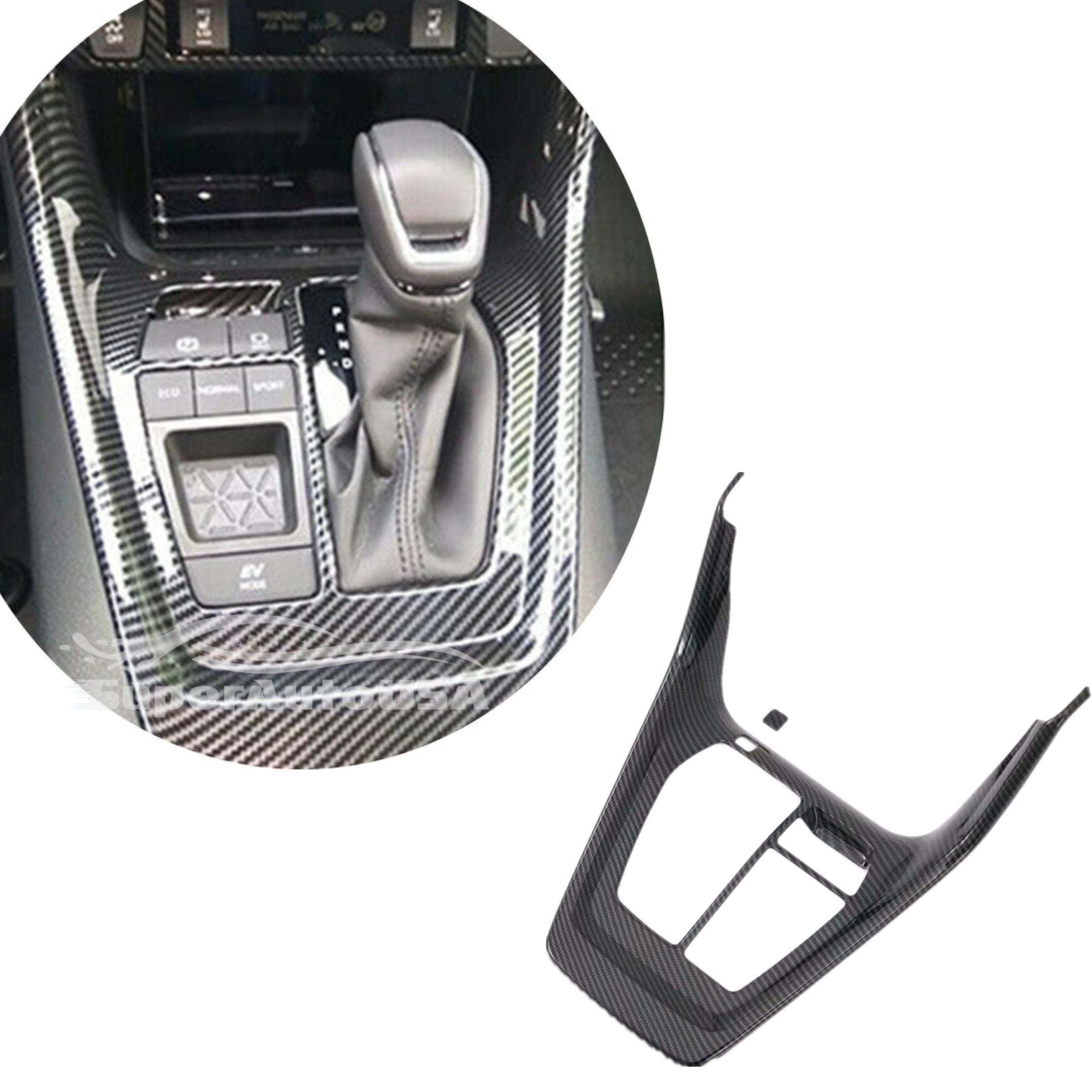 Se adapta a la cubierta de la caja del panel de cambio de posición del engranaje Toyota RAV4 2019-2022 (impresión de fibra de carbono)-4
