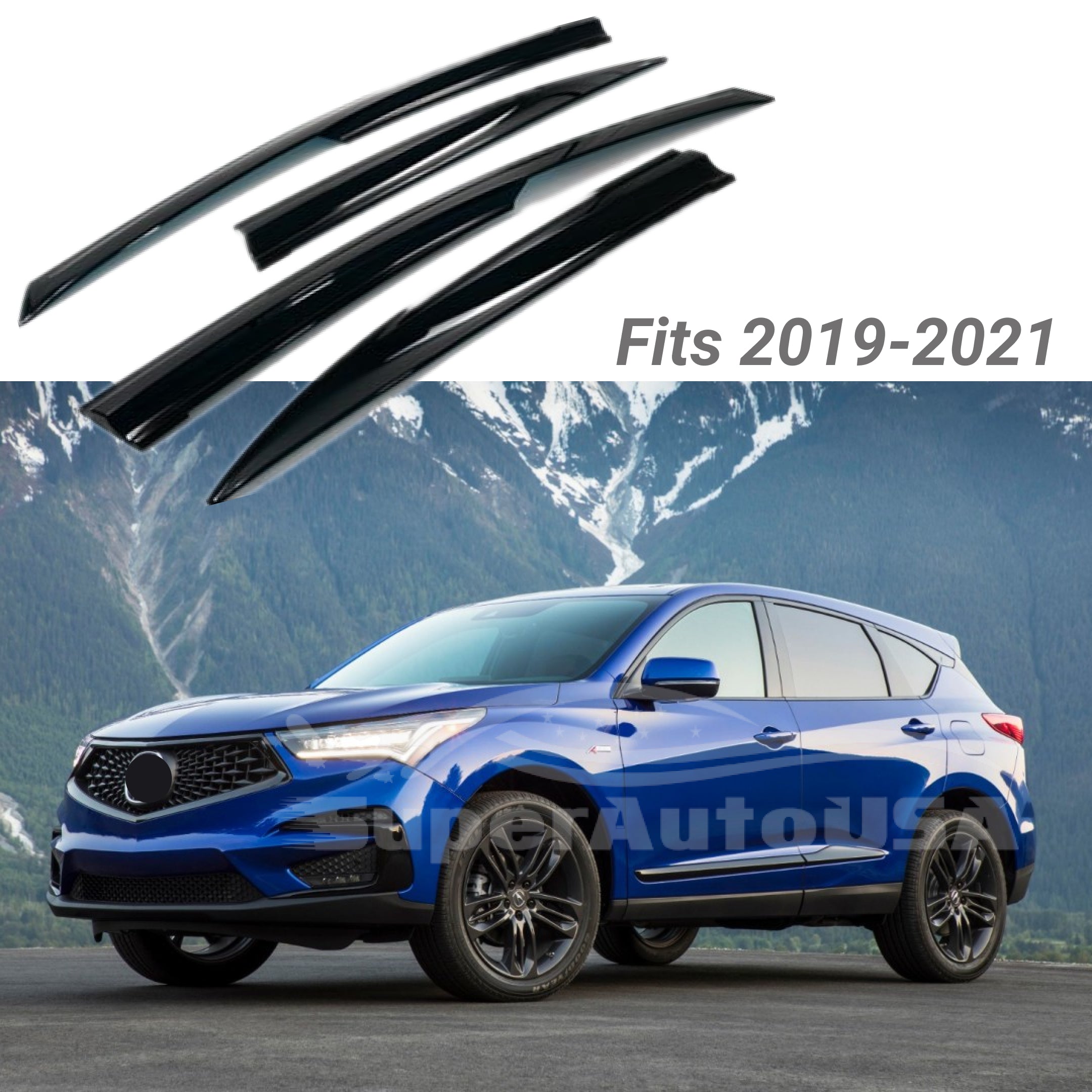 Fits 2019-2024 Acura RDX 3D Mugen Style Window Visors Rain Guards Deflectors - 0