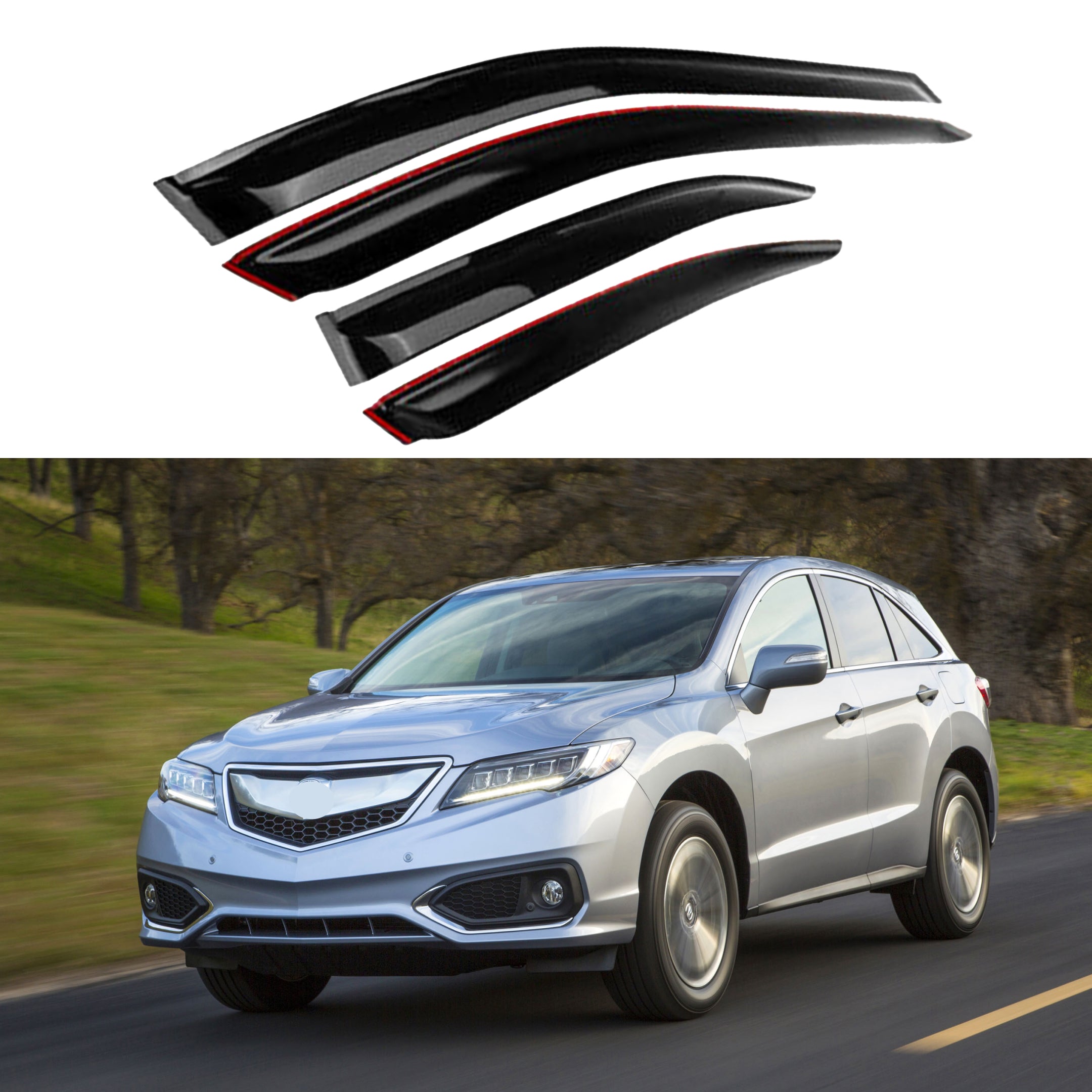 Fit 2013-2018 Acura RDX Out-Channel Vent Window Visors Rain Sun Wind Guards Shade Deflectors