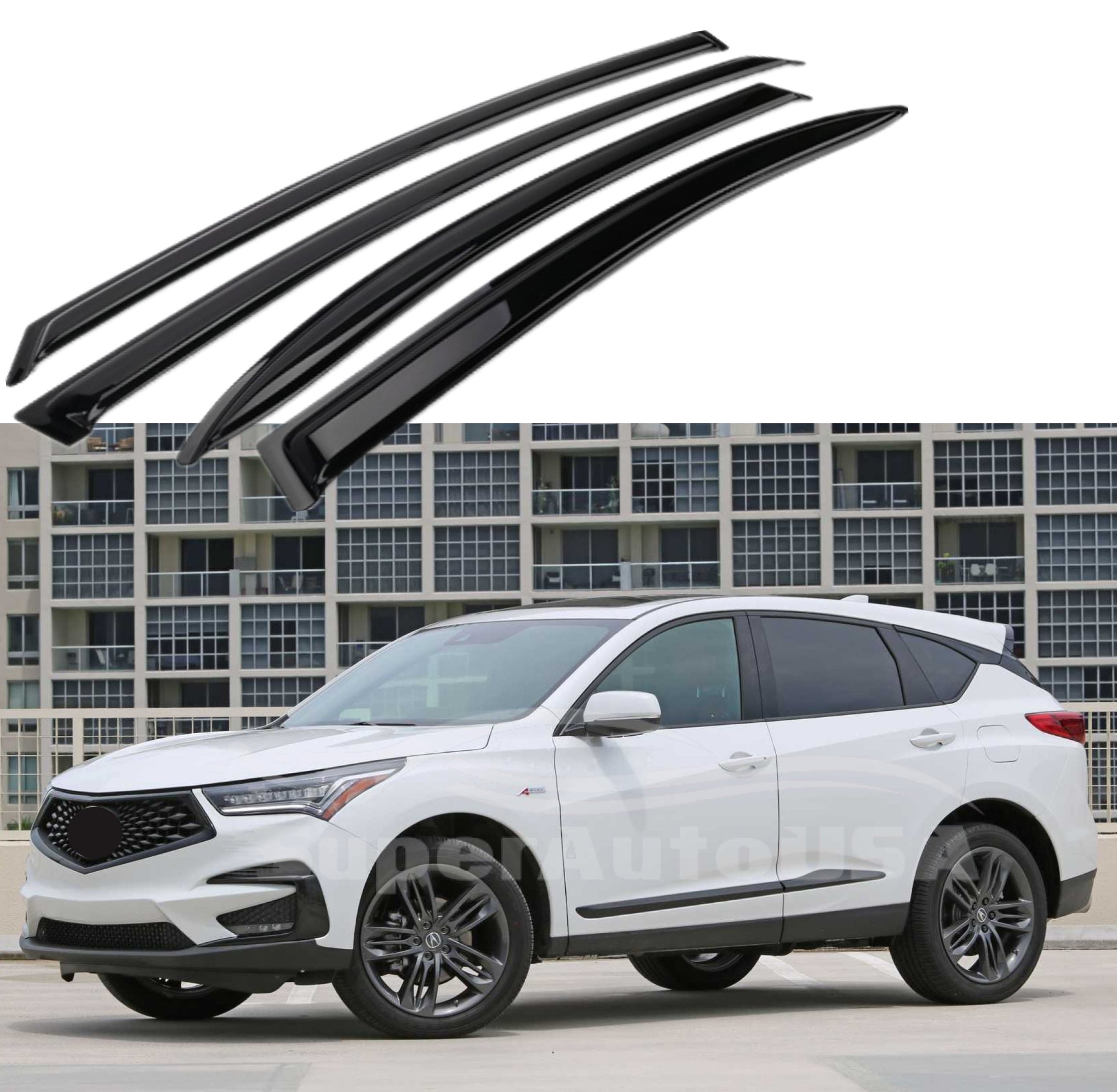 Fit 2019-2022 Acura RDX Out-Channel Vent Window Visors Rain Sun Wind Guards Shade Deflectors