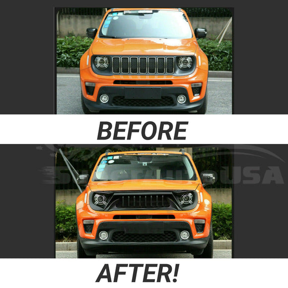 Fit 2015-2018 Jeep Renegade Front Bumper Upper Grill Grille Assembly Shark