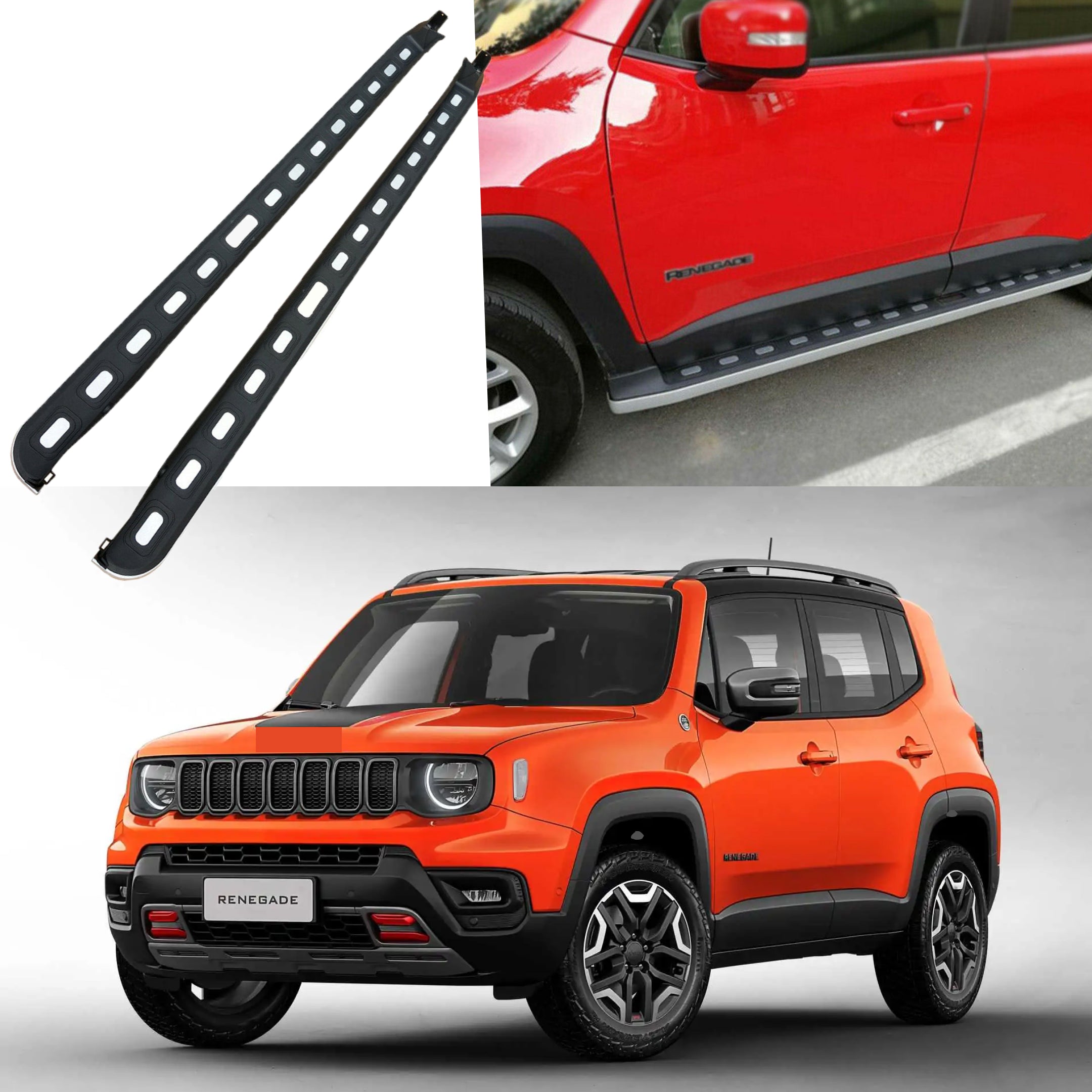 Compatible con Jeep Renegade 2015-2022, estribo lateral, barras Nerf, par de aluminio OE