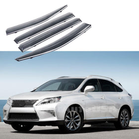 Fit 2010-2015 Lexus RX350 RX450H Clip-On Chrome Trim Vent Window Visors Rain Sun Wind Guards Shade Deflectors