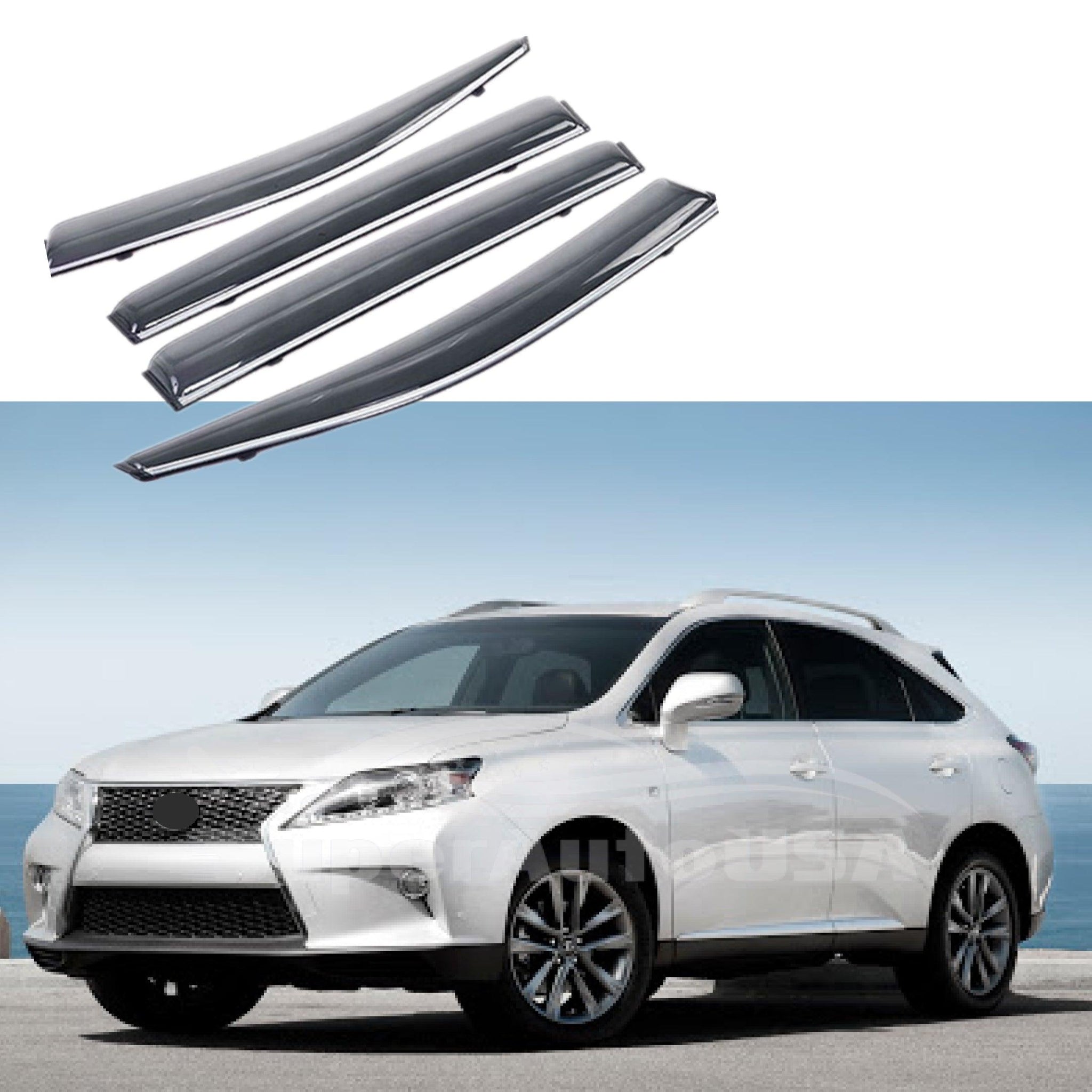 Fit 2010-2015 Lexus RX350 RX450H Clip-On Chrome Trim Vent Window Visors ...