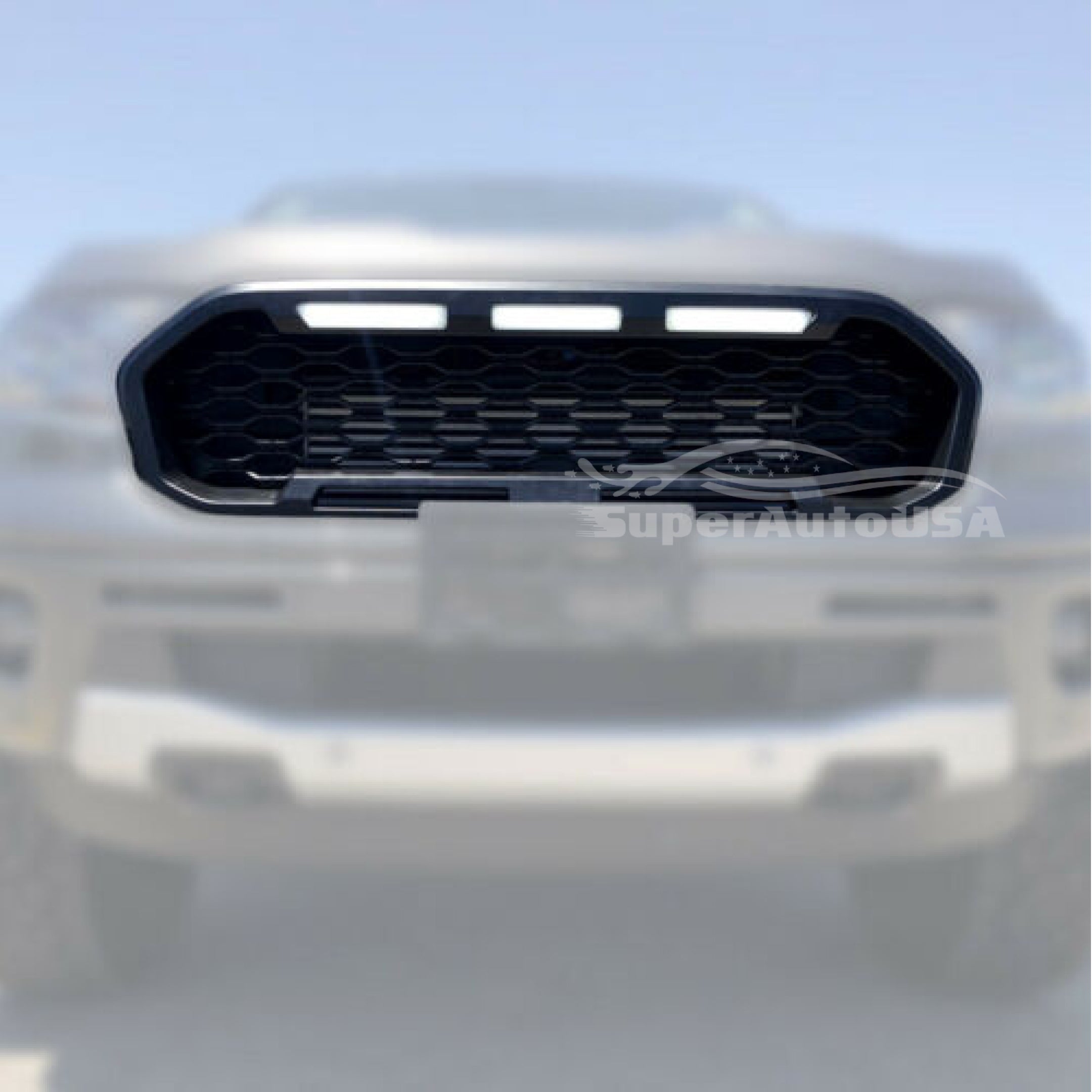 Se adapta a la rejilla frontal negra con luces LED Ford Ranger Raptor 2019-2021 estilo malla