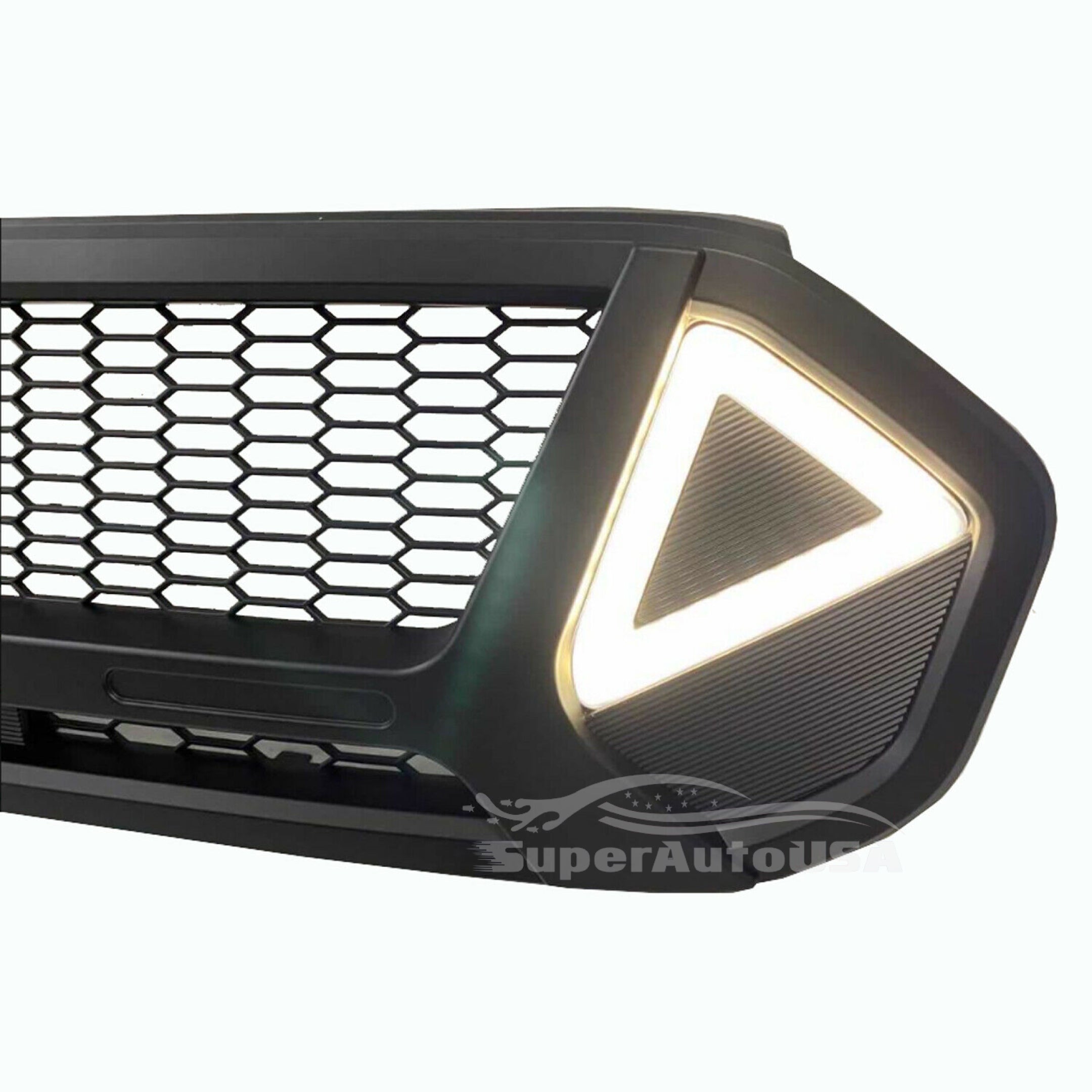 Se adapta a la parrilla delantera negra estilo Ford Ranger Monster 2019-2021 con luces LED