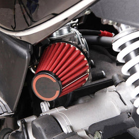 Se adapta a Honda Red Yamaha Kawasaki Suzuki Spike filtro de aire 45 grados 48 mm ATV (rojo)