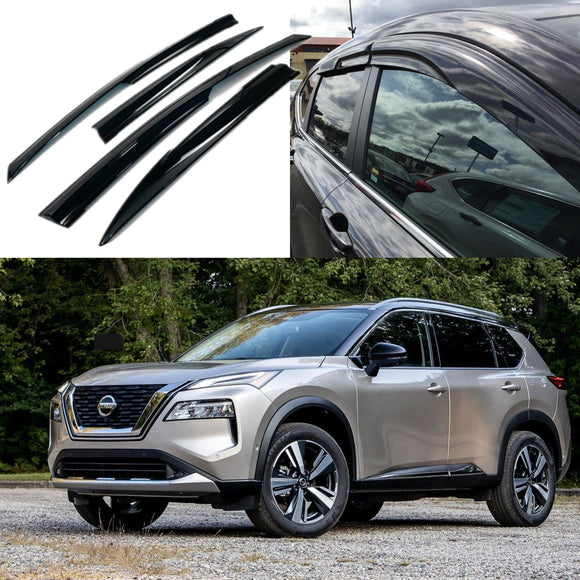 Fits 2021-2022 Nissan Rogue  3D Mugen Style Vent Window Visors Rain Sun Wind Guards Shade Deflectors