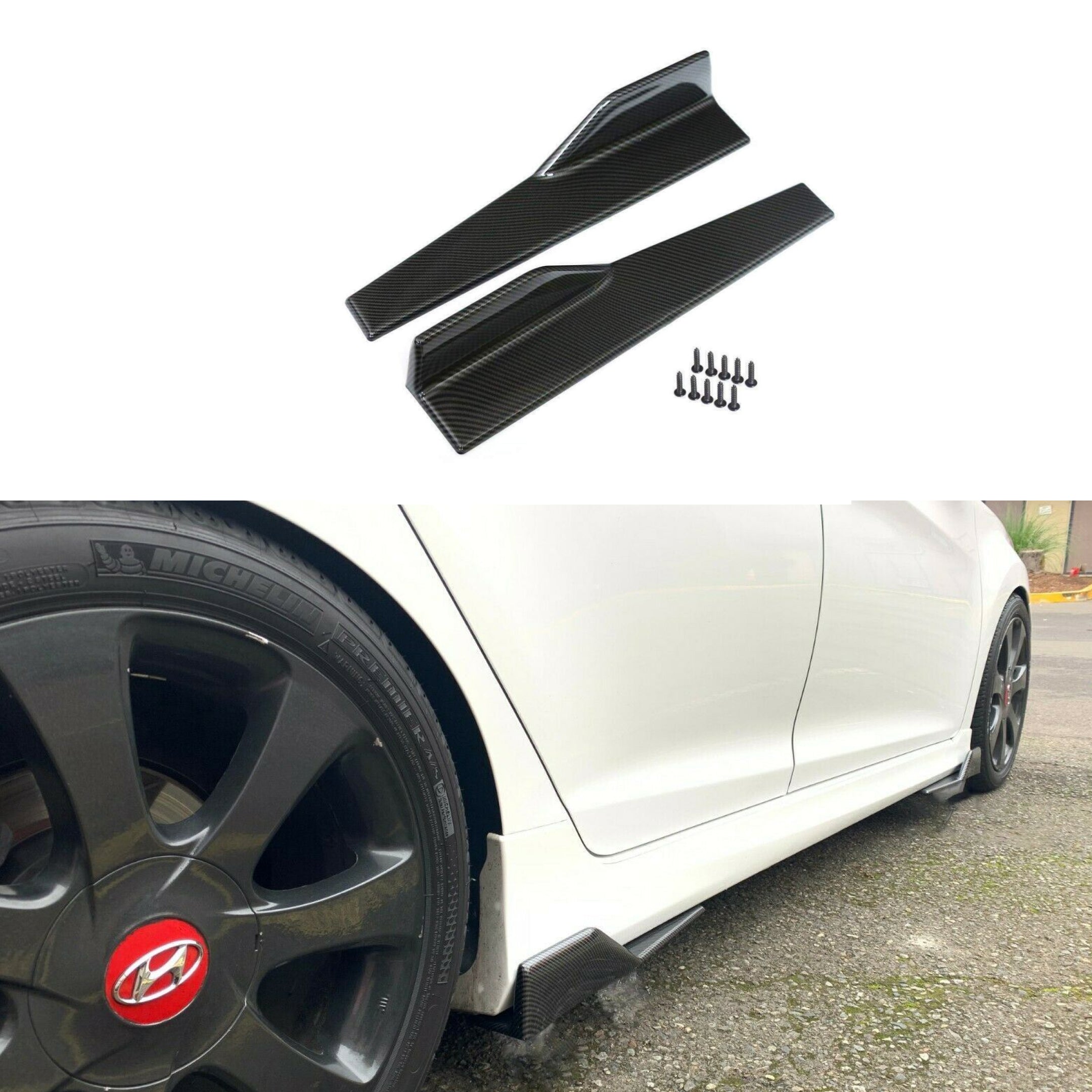 Fit 2005-2023 Audi A6 Side Skirts Spoiler Diffuser Wing (Carbon Fiber Style)
