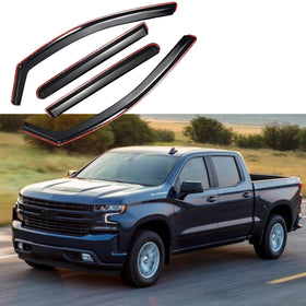 Fit 2019-2022 Chevrolet Silverado Sierra 1500 Crew Cab In-Channel Vent Window Visors Rain Sun Wind Guards Shade Deflectors