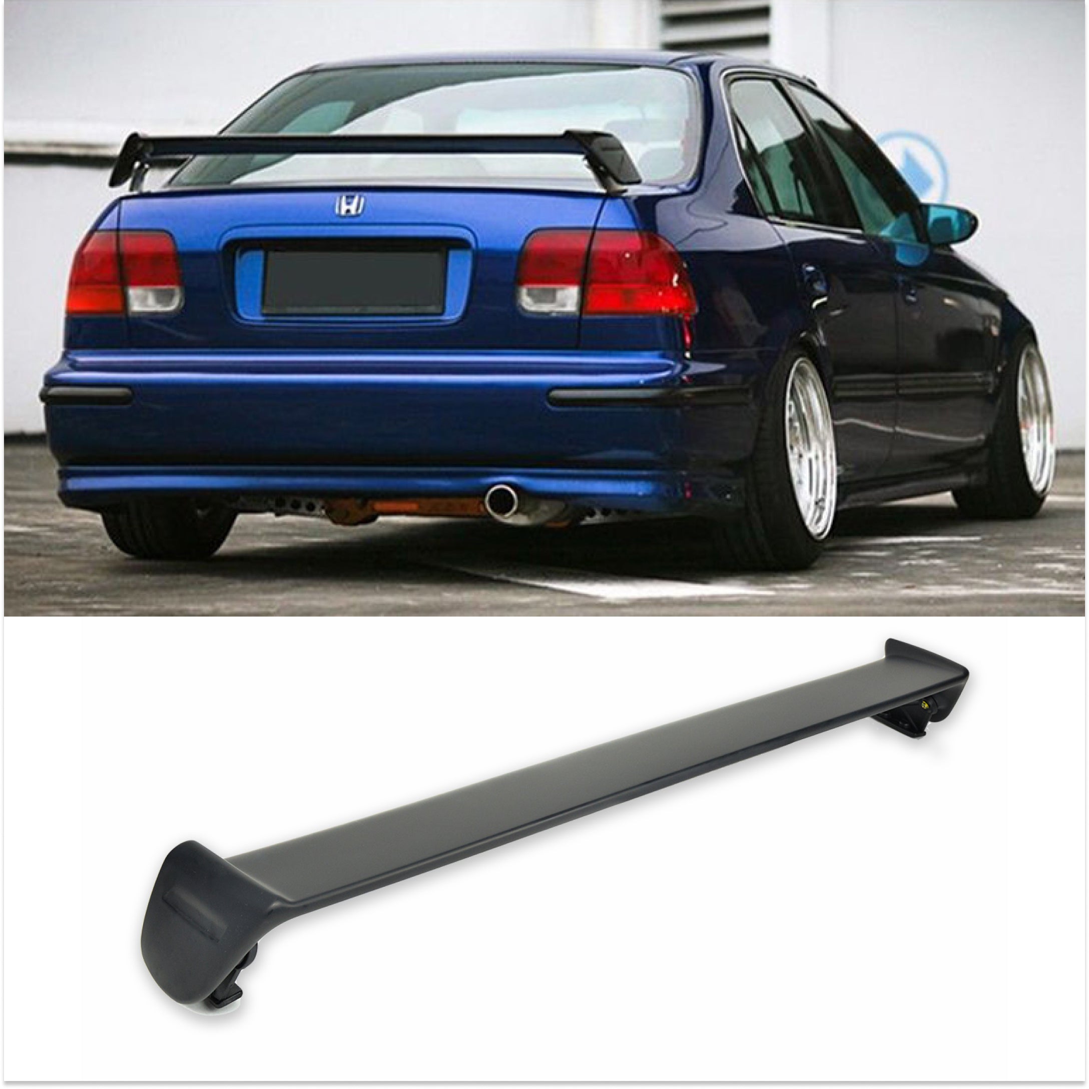 Fit For 1996-2000 Honda Civic Coupe MUGEN Style PRIMER BLACK Rear Trunk Lid Wing Spoiler (Primer Black)