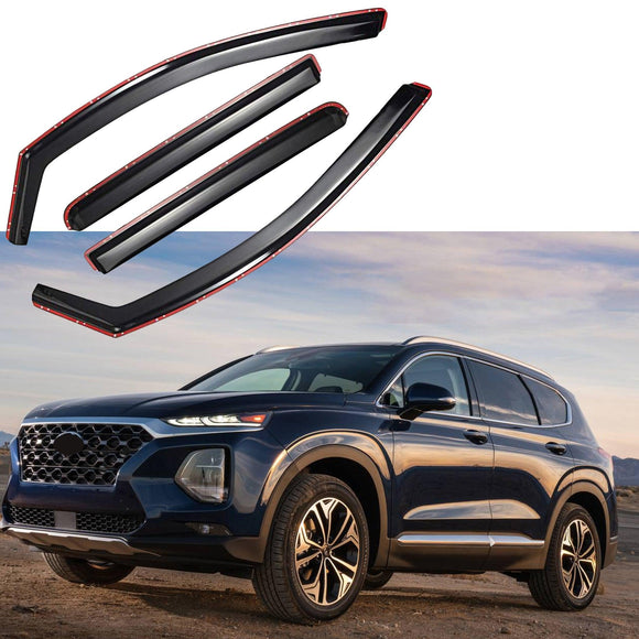 For Hyundai SantaFe 2019-2023 In-Channel Vent Window Visors Rain Sun Wind Guards Shade Deflectors