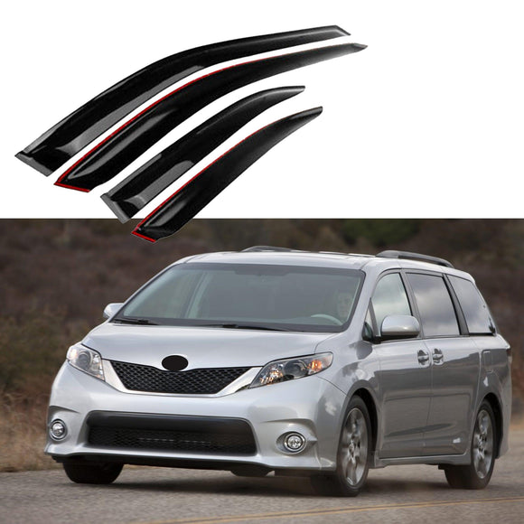 Se adapta a Toyota Sienna 2011-2020, viseras para ventanas con ventilación de canal exterior, protectores contra la lluvia, el sol y el viento, deflectores de sombra 