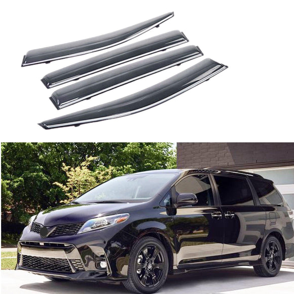Se adapta a Toyota Sienna 2011-2020, molduras cromadas con clip, viseras para ventanas, protectores contra la lluvia, el sol y el viento, deflectores de sombra 