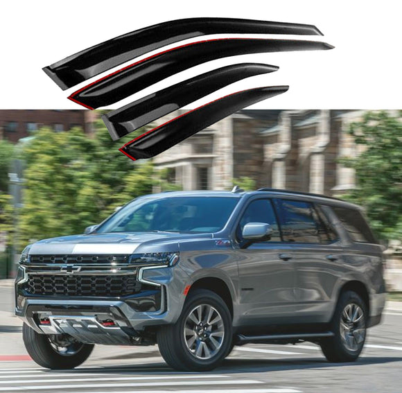 Compatible con Chevrolet Suburban 1500 GMC Yukon XL 2015-2021, viseras para ventanas con ventilación de canal exterior, protectores contra la lluvia, el sol y el viento, deflectores de sombra 