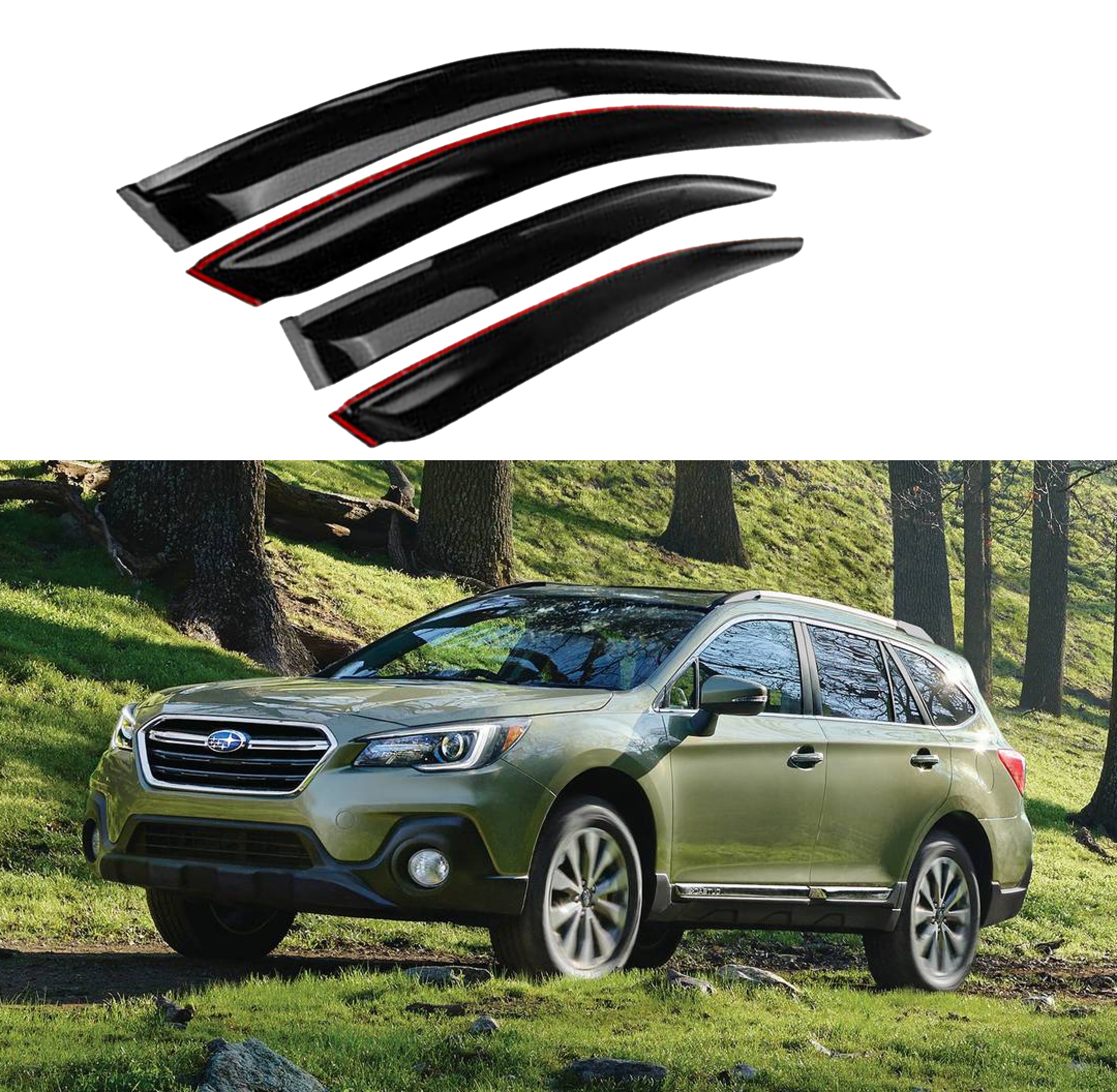 Fit 2015-2019 Subaru Outback Out-Channel Vent Window Visors Rain Sun Wind Guards Shade Deflectors