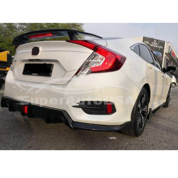 2019 Civic rear lip carbon fiber LED diffuser SuperAutoUSA
