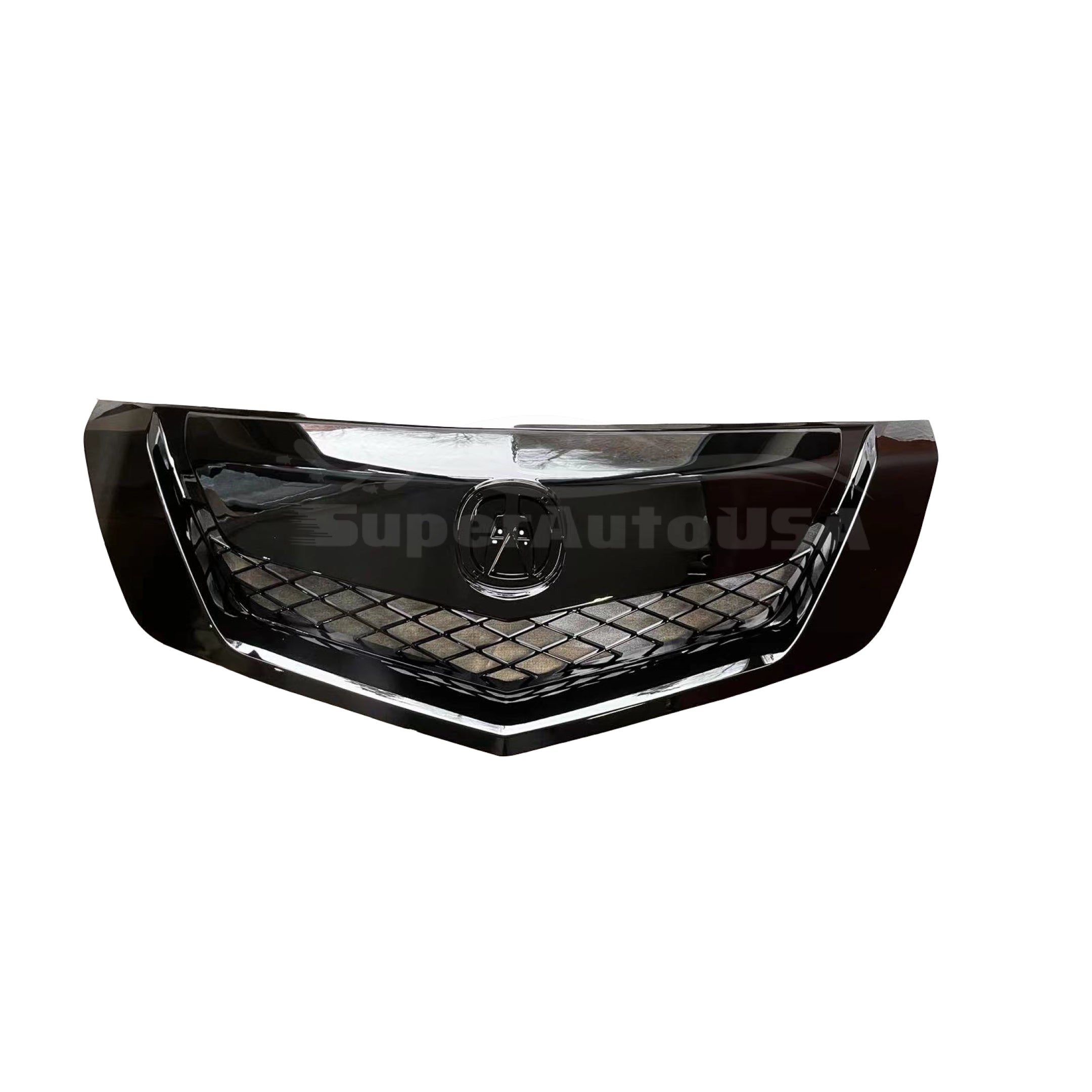 Fit 2009-2011 Acura TL Front Bumper Upper Grille Assembly (Painted Gloss Black) - 0