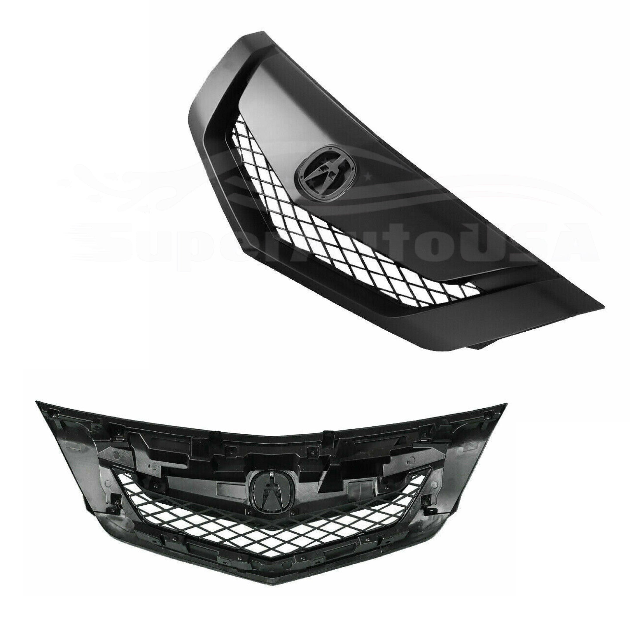 Fit 2009-2011 Acura TL Front Bumper Upper Grille Assembly (Painted Gloss Black)