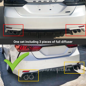 Fit 2018-2023 Toyota Camry TRD Style Black Rear Bumper Side Splitters (Gloss Black)