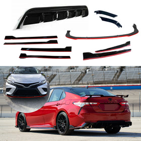 Fit 2018-2023 Toyota Camry TRD Style Front Lip Spoiler Rear Diffuser Side Skirts Splitters 4-in-1 Complete Set