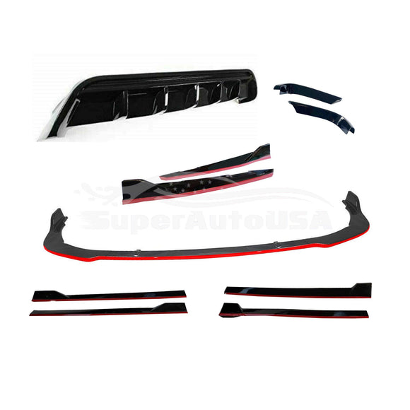 Fit 2018-2024 Toyota Camry TRD Style Full Body Kits Front Splitter Lip, Side Body Skirt, Rear Bumper Diffuser, Rear Trunk Spoiler Wing