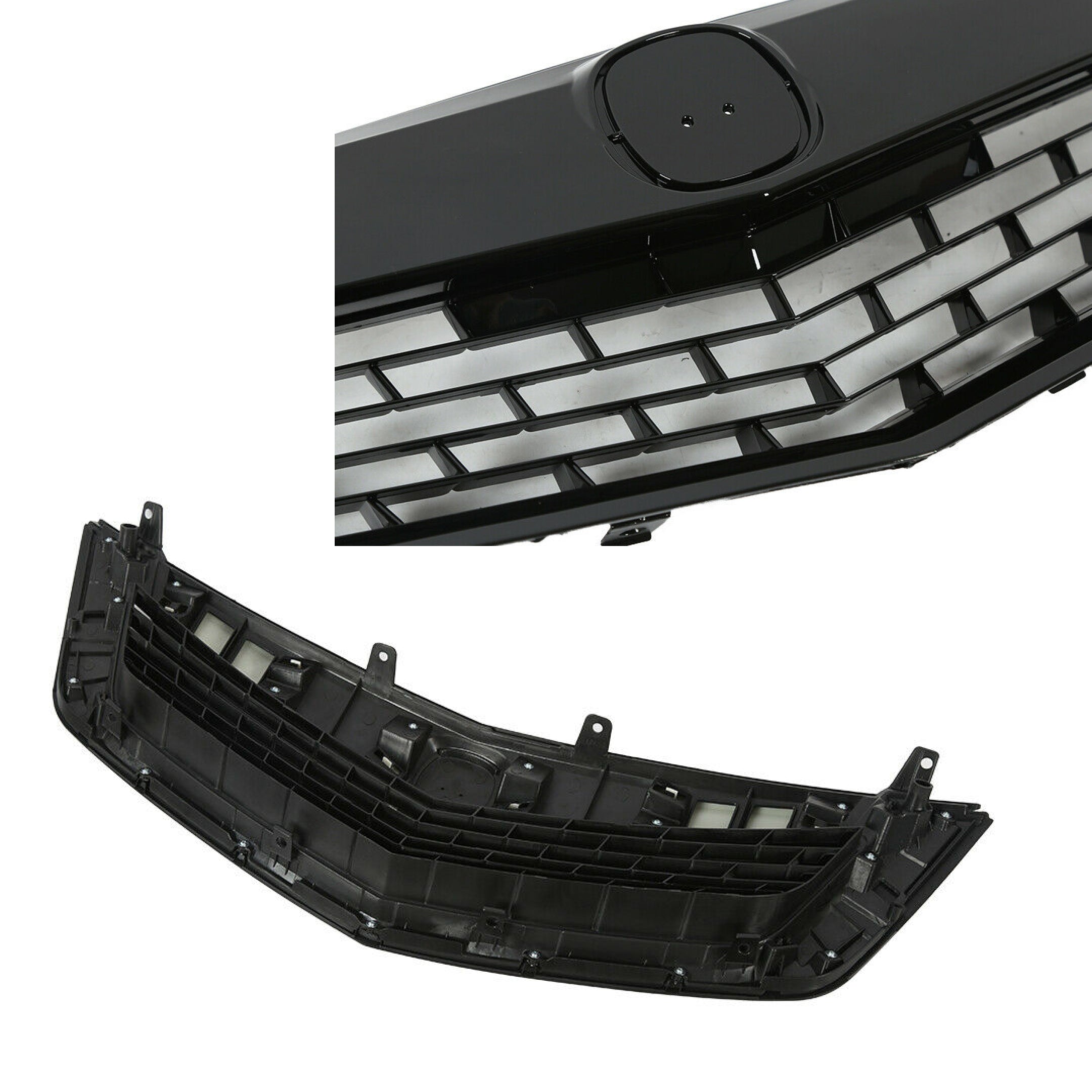 For 2009-2014 Acura TSX Front Bumper Upper Grille Assembly Grill (Gloss Black) - 0
