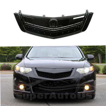 Para Acura TSX 2009-2014, conjunto de rejilla superior del parachoques delantero (negro brillante) 