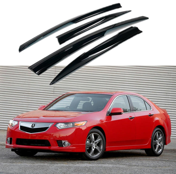 JDM Mugen Style Window Visors For 2009-2014 Acura TSX Sedan - 4pc Set, Gloss Black 6 thumbnail image