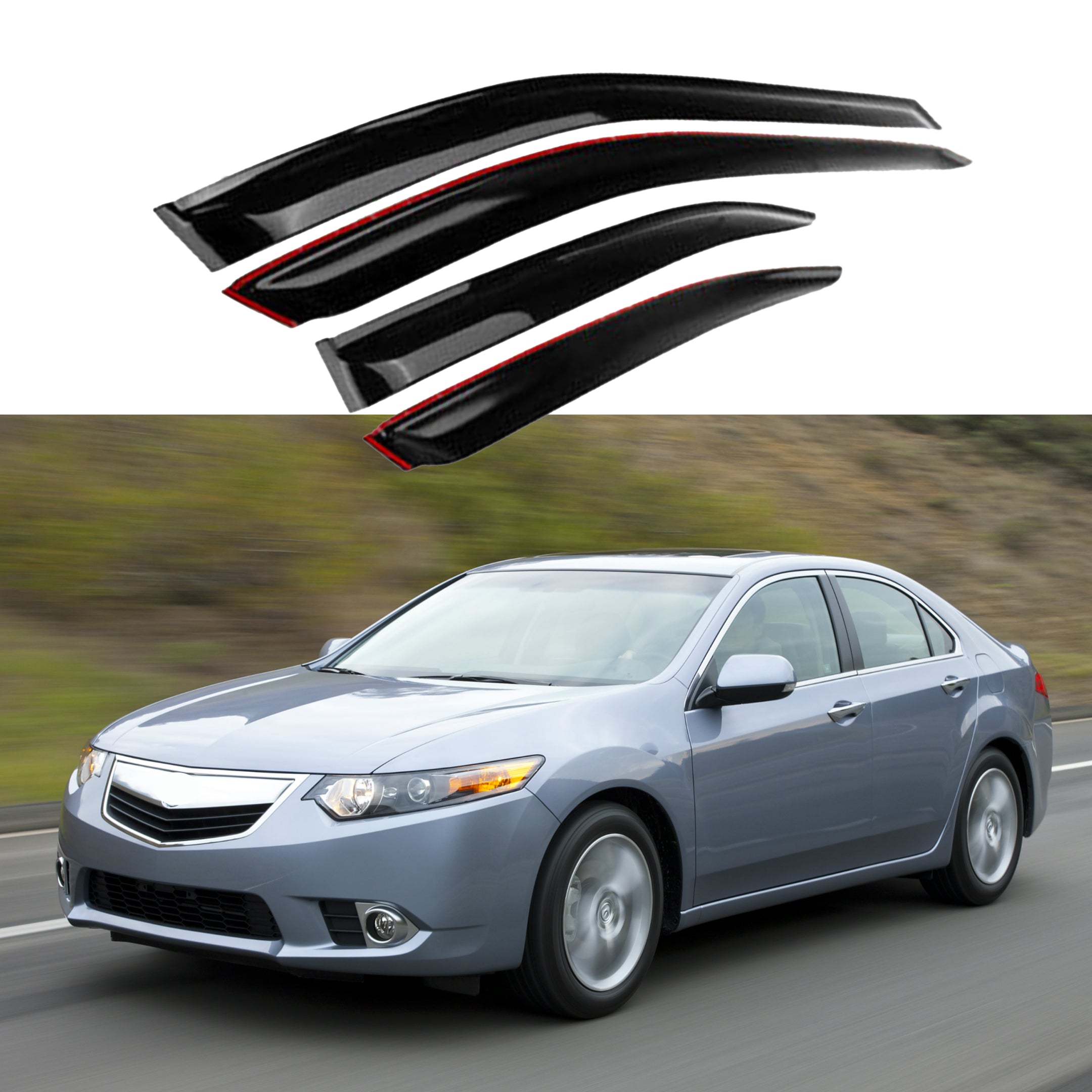 Fit 2009-2014 Acura TSX Out-Channel Vent Window Visors Rain Sun Wind Guards Shade Deflectors