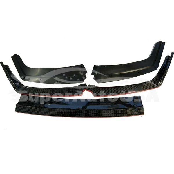Fit for 2017-2021 Honda CIVIC Hatchback Type R Style Front Bumper Lip Side Skirt Rear Diffuser Body Kit (Glossy Carbon Fiber Print with Red Trim)