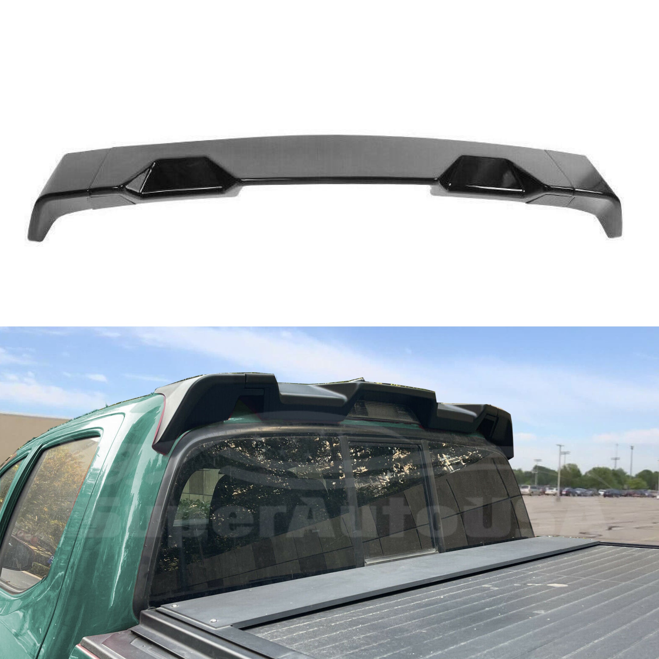 Fits 2016-2021 Toyota Tacoma Rear Protector Truck Cab Spoiler (Gloss Black)