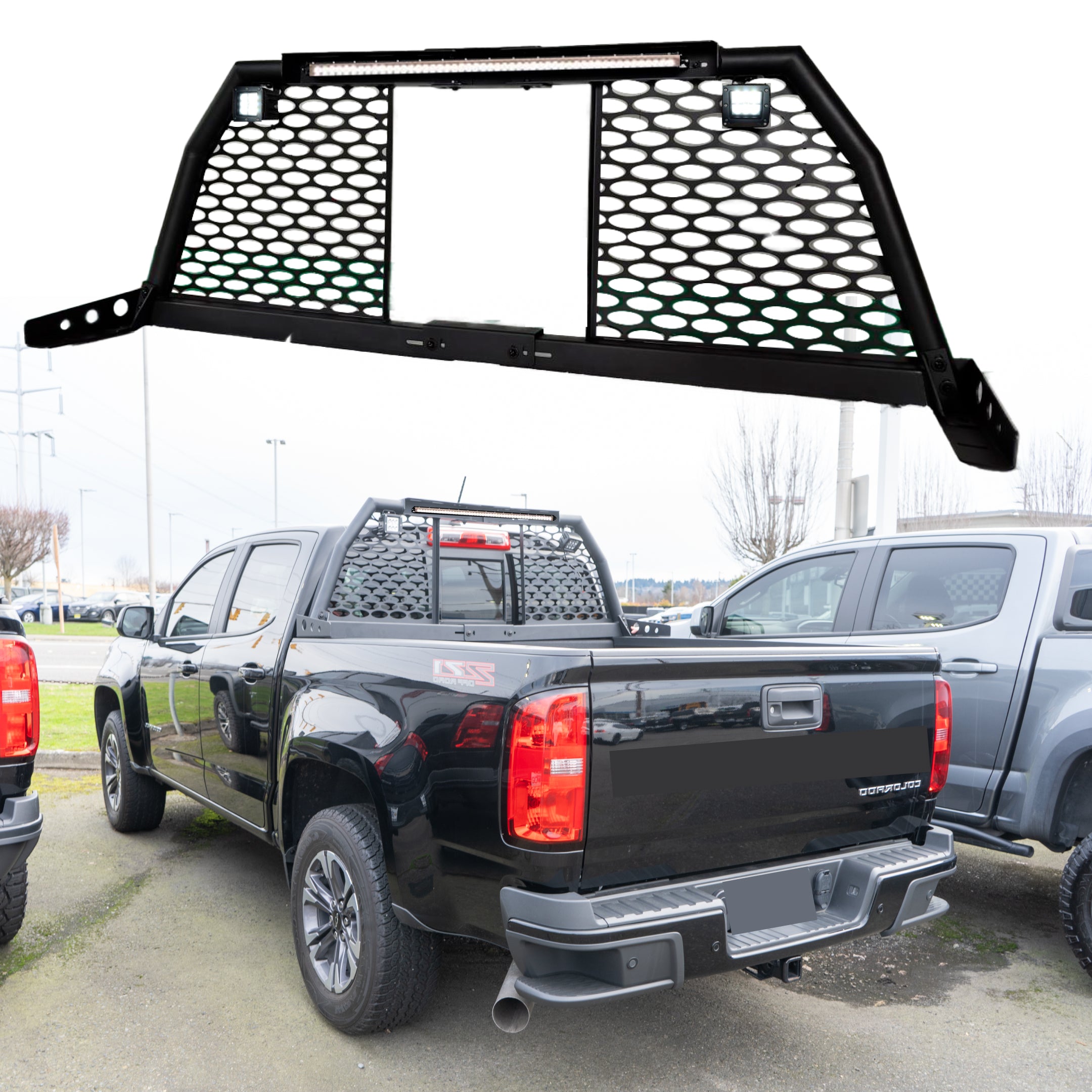 For Chevy Colorado LED Reinforced Steel Adjustable Roll Bar Headache Chase Rack