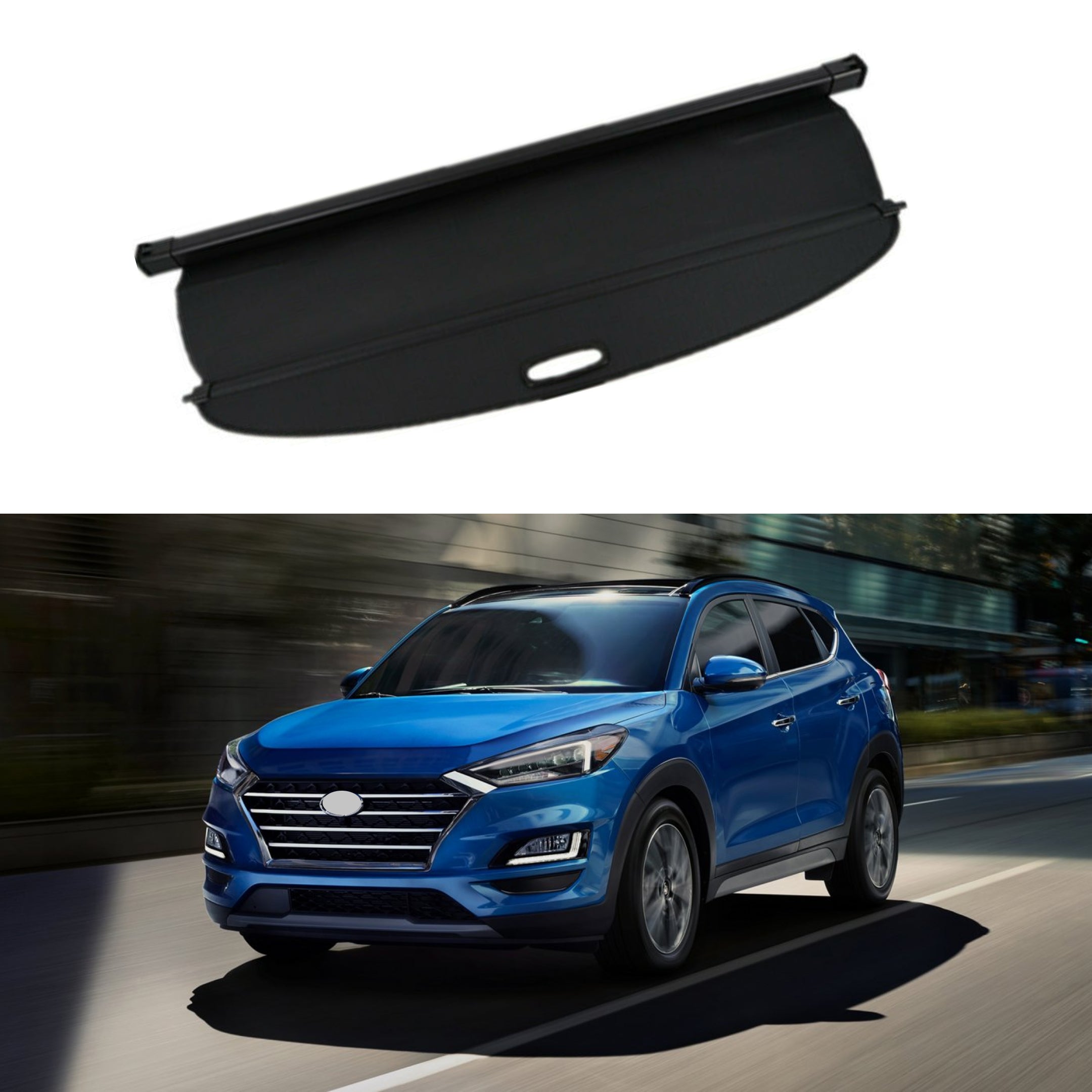 For Hyundai Tucson 2016-2018 Luggage Rear Trunk Retractable Tonneau Cargo Cover (Black)-1