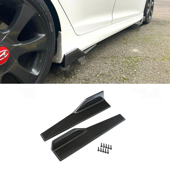 Fit 2008-2020 Subaru Legacy Side Skirts Diffuser Wings (Carbon Fiber Print)