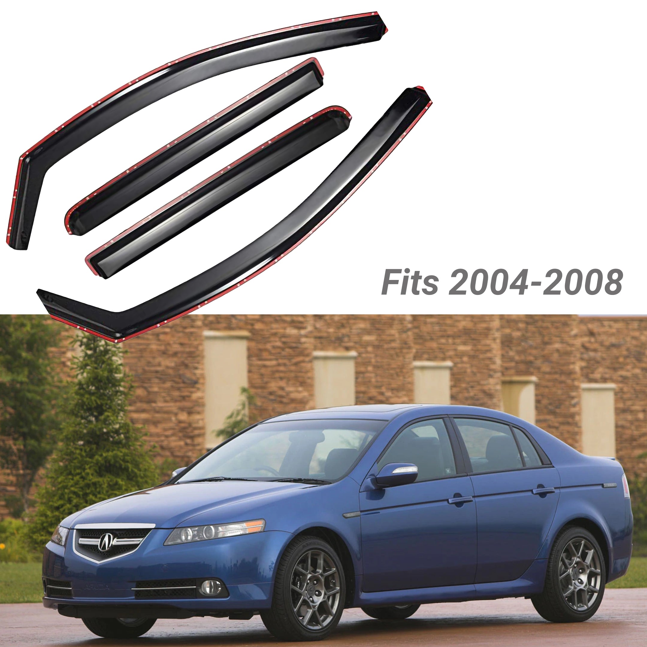 Fit 2004-2008 Acura TL In-Channel Vent Window Visors Rain Sun Wind Guards Shade Deflectors - 0