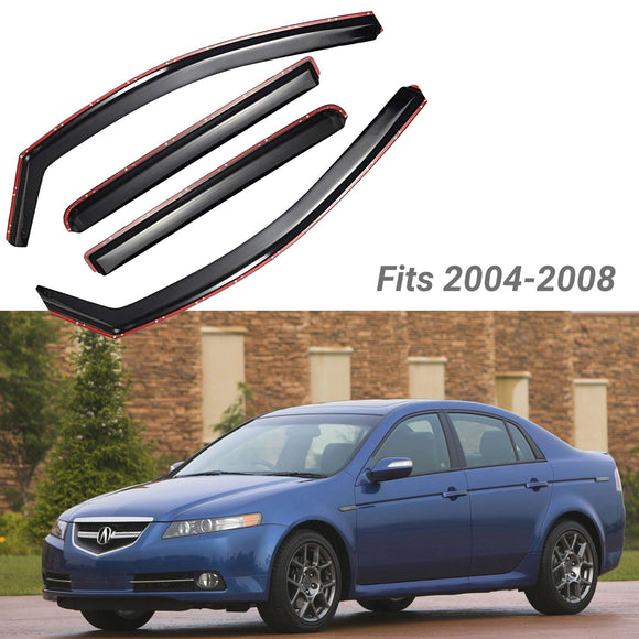 Fit 2004-2008 Acura TL In-Channel Vent Window Visors Rain Sun Wind Guards Shade Deflectors
