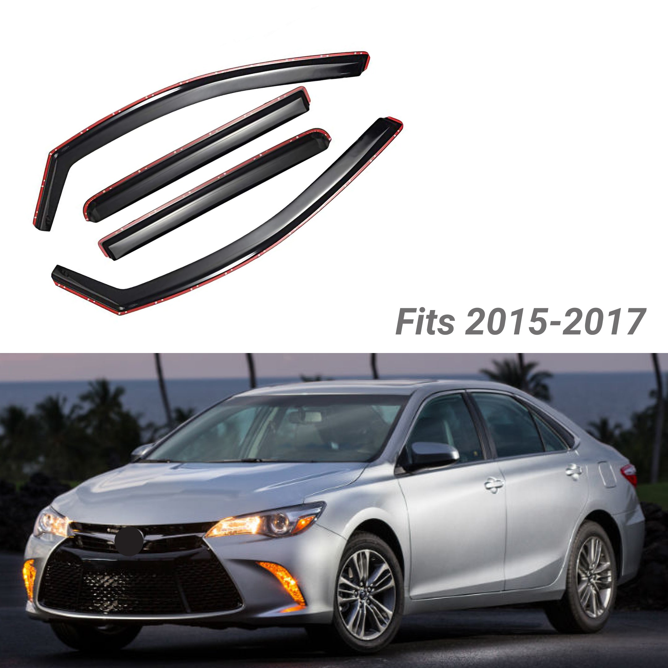 Fit 2015-2017 Toyota Camry In-Channel Vent Window Visors Rain Sun Wind Guards Shade Deflectors - 0
