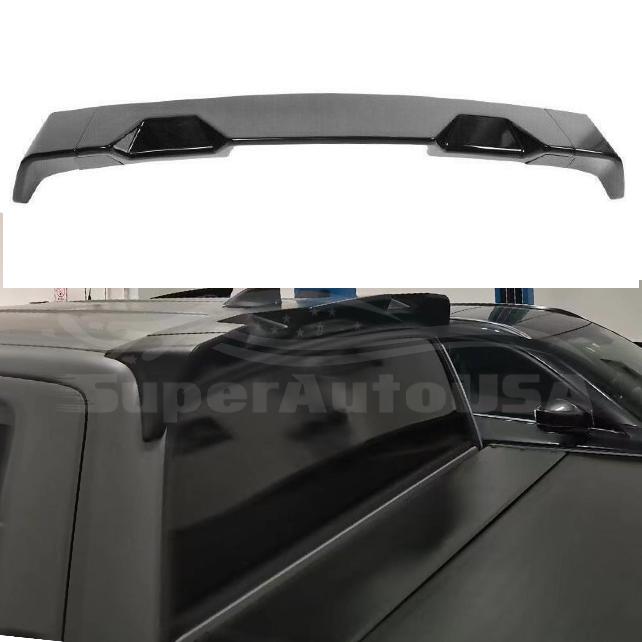 Fit 2014-2021 Toyota Tundra Rear Protector Truck Cab Spoiler (Gloss Black)
