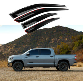 Fit 2007-2021 Toyota Tundra Out-Channel Vent Window Visors Rain Sun Wind Guards Shade Deflectors