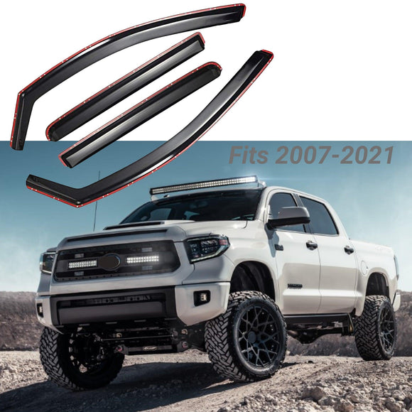 Fit 2007-2021 Toyota Tundra In-Channel Vent Window Visors Rain Sun Wind Guards Shade Deflectors