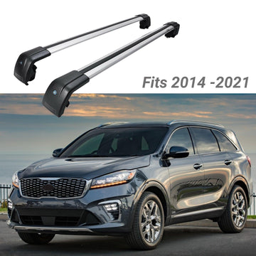 Barras transversales para portaequipajes de techo, color negro y plateado | Compatible con Kia Sorento (14-19) 