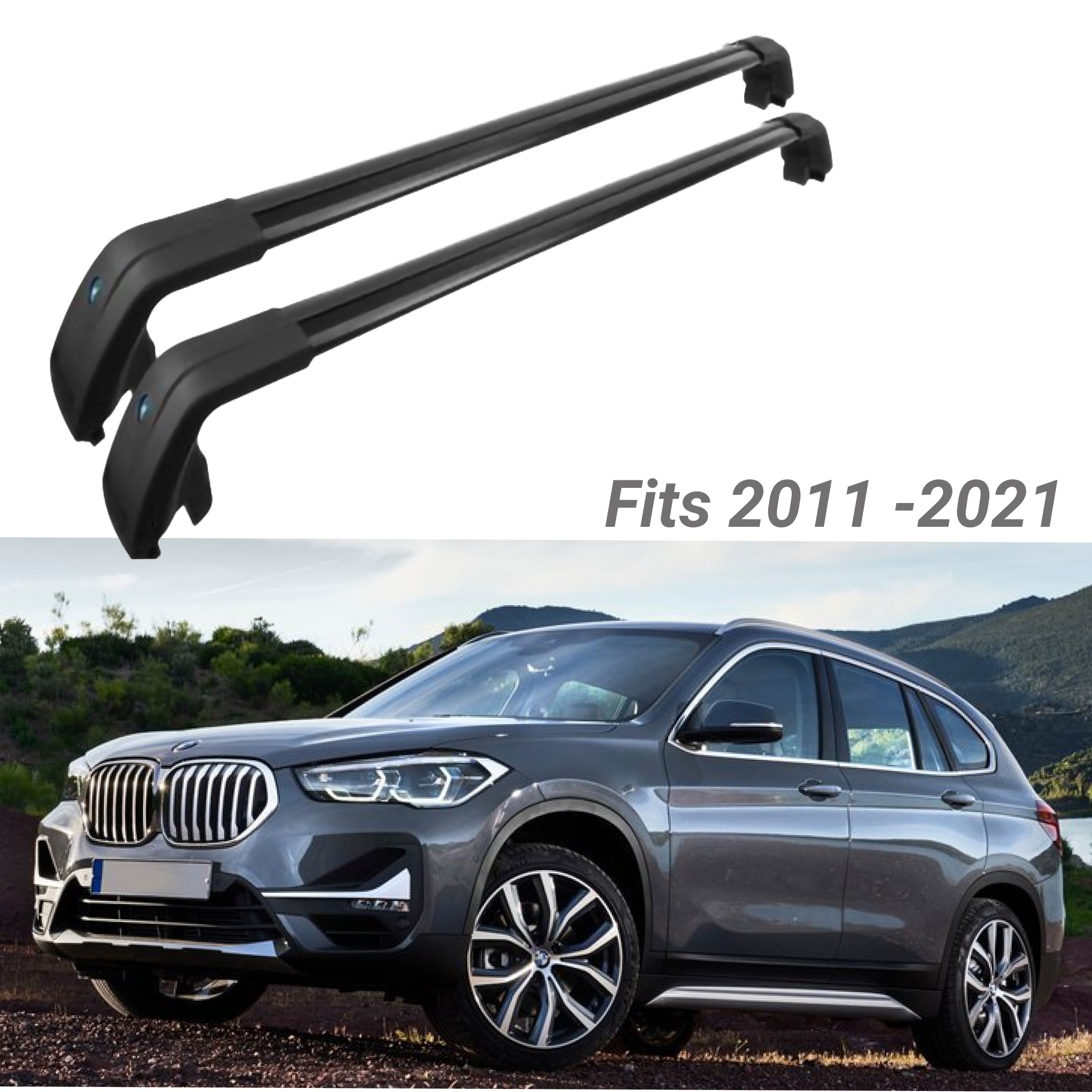 Ajuste 2010-2021 BMW X1 E84 portaequipajes de techo negro barra transversal para equipaje - 0
